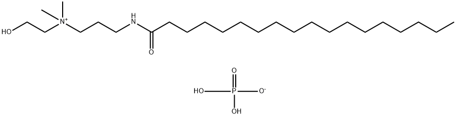 N-(2-ヒドロキシエチル)-N,N-ジメチル-3-(N-オクタデカノイルアミノ)-1-プロパンアミニウム·二水素ホスファート 化学構造式