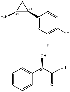 (1R,2S)-2-(3,4-Difluorophenyl)cyclopropanamine (2R)-Hydroxy(phenyl)ethanoate Struktur