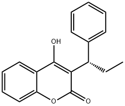 3-[(S)-1-フェニルプロピル]-4-ヒドロキシ-2H-1-ベンゾピラン-2-オン 化学構造式