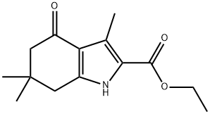 3,6,6-トリメチル-4-オキソ-4,5,6,7-テトラヒドロ-1H-インドール-2-カルボン酸エチル 化学構造式