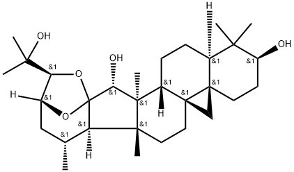 (23R,24S)-16β,23:16α,24-ジエポキシ-9β,19-シクロ-5α-ラノスタン-3β,15α,25-トリオール 化学構造式