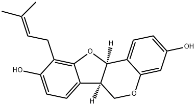 (6aR)-6aα,11aα-ジヒドロ-10-(3-メチル-2-ブテニル)-6H-ベンゾフロ[3,2-c][1]ベンゾピラン-3,9-ジオール 化学構造式
