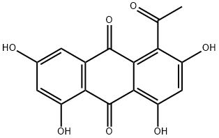 4-アセチル-1,3,6,8-テトラヒドロキシアントラキノン 化学構造式