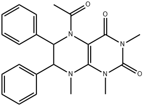 2,4(1H,3H)-Pteridinedione,  5-acetyl-5,6,7,8-tetrahydro-1,3,8-trimethyl-6,7-diphenyl- 结构式