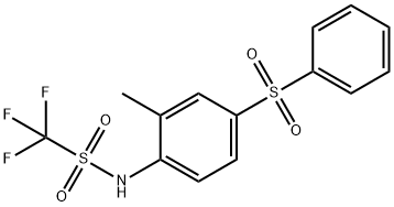 トリフルオロ-N-[2-メチル-4-(フェニルスルホニル)フェニル]メタンスルホンアミド 化学構造式