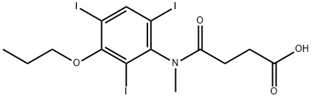 3-[[N-(3-プロピルオキシ-2,4,6-トリヨードフェニル)-N-メチルアミノ]カルボニル]プロピオン酸 化学構造式