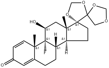 9-Fluoro-11β-hydroxy-17,20:20,21-bis(Methylenedioxy)-pregna-1,4-dien-3-one 化学構造式