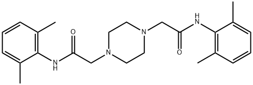 N,N'-ビス(2,6-ジメチルフェニル)-1,4-ピペラジンジアセトアミド 化学構造式