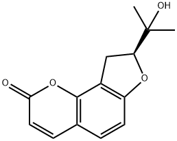 2H-Furo(2,3-h)-1-benzopyran-2-one, 8,9-dihydro-8-(1-hydroxy-1-methylet hyl)-, (S)- Struktur