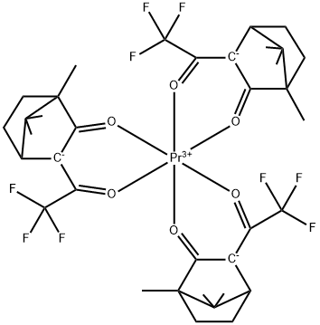 トリス〔3-(トリフルオロメチルヒドロキシメチレン)-D-カンフォラト〕プラセオジム(III) 化学構造式