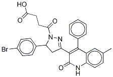 γ-オキソ-3-(2-オキソ-4-フェニル-6-メチル-1,2-ジヒドロキノリン-3-イル)-5-(4-ブロモフェニル)-2-ピラゾリン-1-酪酸 化学構造式