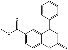 RAC 6-メトキシカルボニル-4-フェニル-3,4-ジヒドロクマリン 化学構造式
