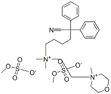4-[2-[(5-シアノ-5,5-ジフェニルペンチル)ジメチルアミニオ]エチル]-4-メチルモルホリン-4-イウム·2(メチルスルファート) 化学構造式