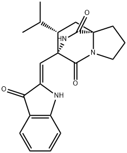 (3S,8aR,10S)-3-[[(Z)-1,3-Dihydro-3-oxo-2H-indol-2-ylidene]methyl]-1,2,3,7,8,8a-hexahydro-10-(1-methylethyl)-6H-3,8a-ethanopyrrolo[1,2-a]pyrazine-1,4-dione 结构式