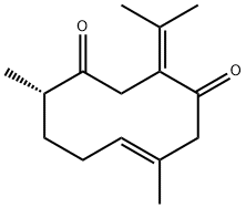 6,10-ジメチル-3-イソプロピリデン-6-シクロデセン-1,4-ジオン 化学構造式