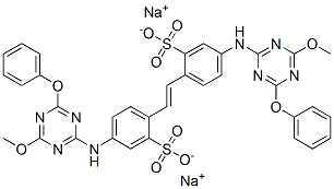 disodium 4,4'-bis[(4-methoxy-6-phenoxy-1,3,5-triazin-2-yl)amino]stilbene-2,2'-disulphonate  Struktur