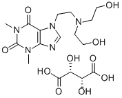 7-[2-[ビス(2-ヒドロキシエチル)アミノ]エチル]-3,7-ジヒドロ-1,3-ジメチル-1H-プリン-2,6-ジオン 化学構造式