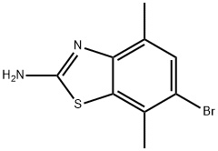 6-ブロモ-4,7-ジメチル-1,3-ベンゾチアゾール-2-アミン 化学構造式