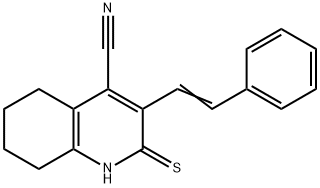 4-Quinolinecarbonitrile,  1,2,5,6,7,8-hexahydro-3-(2-phenylethenyl)-2-thioxo-,383158-28-9,结构式