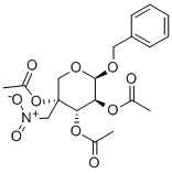 苄基2,3,4-三-O-乙酰基-4-硝基甲基-Β-D-阿拉伯吡喃糖 结构式