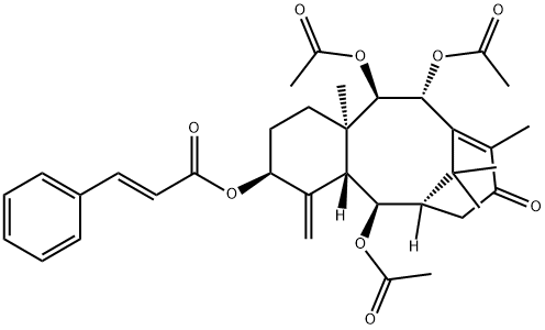 けい皮酸13-オキソ-2α,9α,10β-トリアセトキシタキサ-4(20),11-ジエン-5α-イル 化学構造式