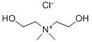 2-ヒドロキシ-N-(2-ヒドロキシエチル)-N,N-ジメチルエタンアミニウム·クロリド 化学構造式