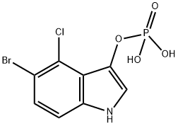 りん酸二水素=5-ブロモ-4-クロロ-1H-インドール-3-イル 化学構造式
