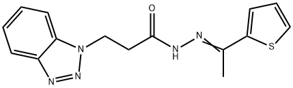 3-(1H-1,2,3-benzotriazol-1-yl)-N'-[1-(2-thienyl)ethylidene]propanohydrazide 化学構造式
