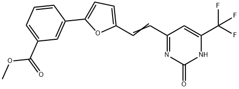 benzoic acid, 3-[5-[(E)-2-[2,3-dihydro-2-oxo-6-(trifluorom Struktur