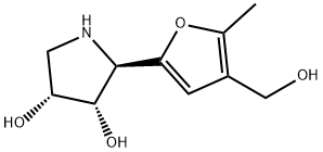 3,4-Pyrrolidinediol, 2-[4-(hydroxymethyl)-5-methyl-2-furanyl]-, (2R,3S,4R)- (9CI),385766-45-0,结构式