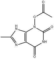 3-(アセチルオキシ)-3,7-ジヒドロ-8-メチル-1H-プリン-2,6-ジオン 化学構造式