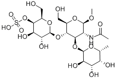 甲基 O-6-脱氧-ALPHA-L-吡喃半乳糖基-(1-3)-O-[4-O-磺基-BETA-D-吡喃半乳糖基-(1-4)]-2-(乙酰氨基)-2-脱氧-BETA-D-吡喃葡萄糖苷,386229-72-7,结构式