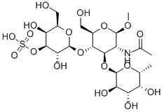 甲基 O-6-脱氧-ALPHA-L-吡喃半乳糖基-(1-3)-O-[3-O-磺基-BETA-D-吡喃半乳糖基-(1-4)]-2-(乙酰氨基)-2-脱氧-BETA-D-吡喃葡萄糖苷, 386264-50-2, 结构式