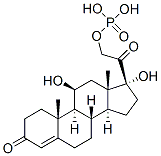 11β,17α-ジヒドロキシ-21-(ホスホノオキシ)プレグナ-4-エン-3,20-ジオン 化学構造式