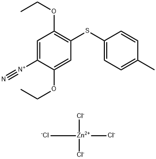 2,5-二乙氧基-4-[(4-甲基苯基)硫]重氮苯四氯锌酸盐 结构式