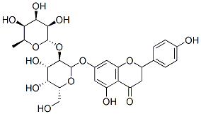 7-[(2S,3R,4S,5R,6R)-4,5-dihydroxy-6-(hydroxymethyl)-3-[(2S,3R,4R,5S,6S )-3,4,5-trihydroxy-6-methyl-oxan-2-yl]oxy-oxan-2-yl]oxy-5-hydroxy-2-(4 -hydroxyphenyl)chroman-4-one Struktur