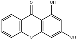 1,3-ジヒドロキシ-9H-キサンテン-9-オン 化学構造式