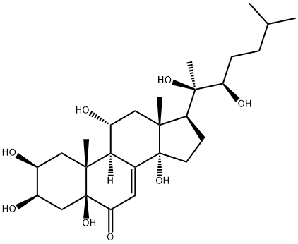 (22R)-2β,3β,5,11α,14,20,22-ヘプタヒドロキシ-5β-コレスタ-7-エン-6-オン 化学構造式