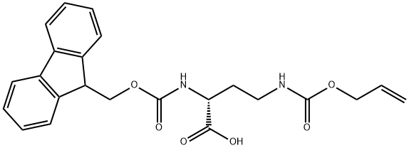 N-芴甲氧羰基-N'-烯丙氧基羰基-D-2,4-二氨基丁酸 结构式