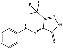 (Z)-4-(2-PHENYLHYDRAZONO)-3-(TRIFLUOROMETHYL)-1H-PYRAZOL-5(4H)-ONE Struktur