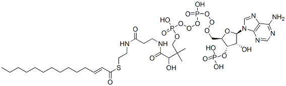S-[2-[3-[[4-[[[(2R,3S,4R,5R)-5-(6-aminopurin-9-yl)-4-hydroxy-3-phosphonooxyoxolan-2-yl]methoxy-hydroxyphosphoryl]oxy-hydroxyphosphoryl]oxy-2-hydroxy-3,3-dimethylbutanoyl]amino]propanoylamino]ethyl] (E)-tetradec-2-enethioate|