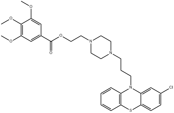 3,4,5-トリメトキシ安息香酸2-[4-[3-(2-クロロ-10H-フェノチアジン-10-イル)プロピル]ピペラジノ]エチル 化学構造式