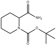 (+/-)-1-N-BOC-ピペリジン-2-カルボオキサミド 化学構造式
