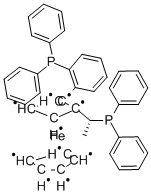(+)- 1 - [(R)-2 - (2' -二苯膦苯基)二茂铁基]乙基苯基膦,388079-58-1,结构式