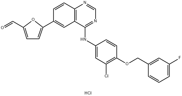 5-(4-((3-Chloro-4-((3-fluorobenzyl)oxy)phenyl)amino)-quinazolin-6-yl)furan-2-carbaldehyde hydroch