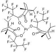 トリス〔3-(ヘプタフルオロプロピルヒドロキシメチレン)-D-カンフォラト〕プラセオジム(III) 化学構造式