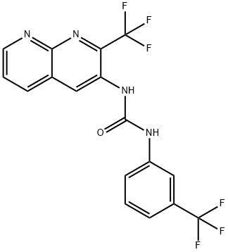 Urea, N-[2-(trifluoromethyl)-1,8-naphthyridin-3-yl]-N-[3-(trifluoromethyl)phenyl]- (9CI) Struktur