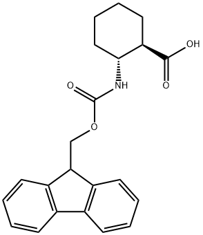 FMOC-(±)-TRANS-2-アミノシクロヘキサン-1-カルボン酸 化学構造式