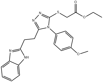 [[5-[2-(1H-ベンゾイミダゾール-2-イル)エチル]-4-(p-メトキシフェニル)-4H-1,2,4-トリアゾール-3-イル]チオ]酢酸エチル 化学構造式