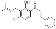 (E)-1-[2-ヒドロキシ-4-メトキシ-3-(3-メチル-2-ブテニル)フェニル]-3-フェニル-2-プロペン-1-オン 化学構造式